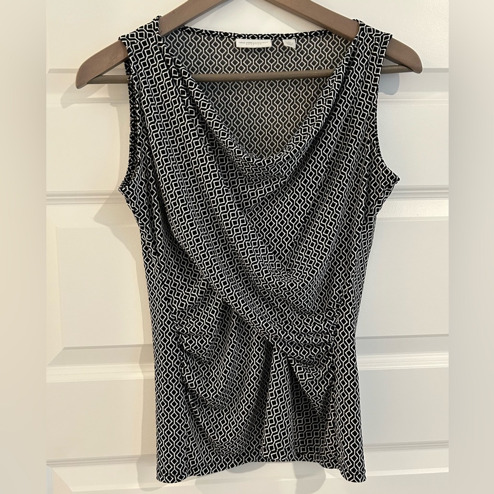 New York and Company Sleeveless Blouse Black White Si…